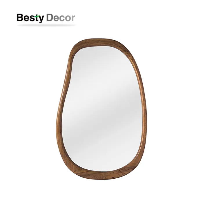 अनियमित ठोस लकड़ी फ़्रेमयुक्त दर्पण