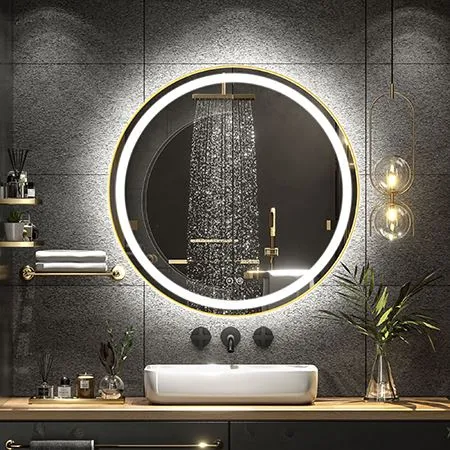 एल्यूमीनियम मिश्र धातु फ्रेम के साथ स्मार्ट टच एलईडी दर्पण